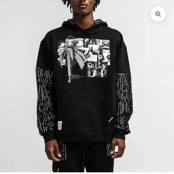 Atsuko Unisex Women's Size XS Cowboy Bebop 90's Anime Black White Hooded Sweater - Picture 3 of 13